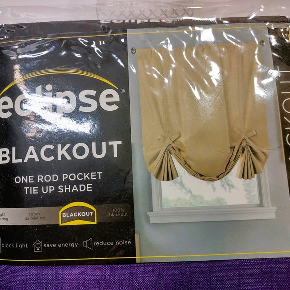 NEW Eclipse Kendall Blackout Balloon Tie Up Shade Curtain Thermaback  Purple - Picture 3 of 4